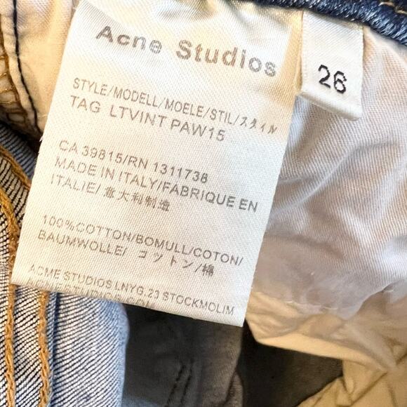 Acne studios 28 kick flare high rise distressed raw hem blue jeans fall - Picture 10 of 10